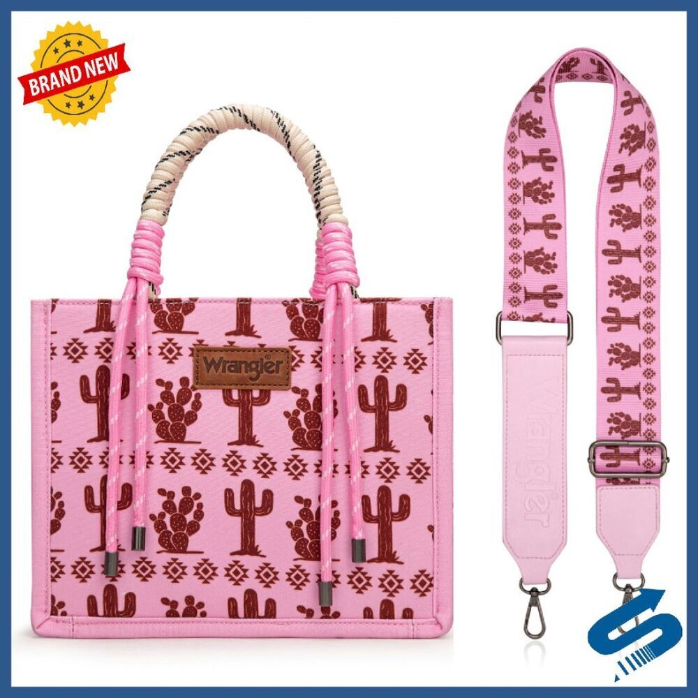 Western Tote Bag with Braided Handles, Shock-Absorbing Pads, 10.5x8.5x5